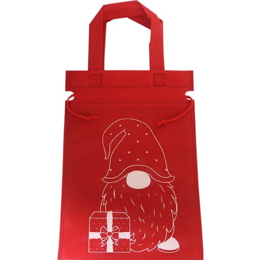 Mikulás táska piros vászon többféle mintával 21x29cm 1db 