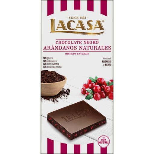 Lacasa Dark Chocolate Cranberries gluténmentes étcsokoládé vörösáfonyával 100g