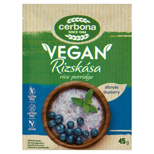 Cerbona Vegan étcsokoládés rizskása áfonyával 45g